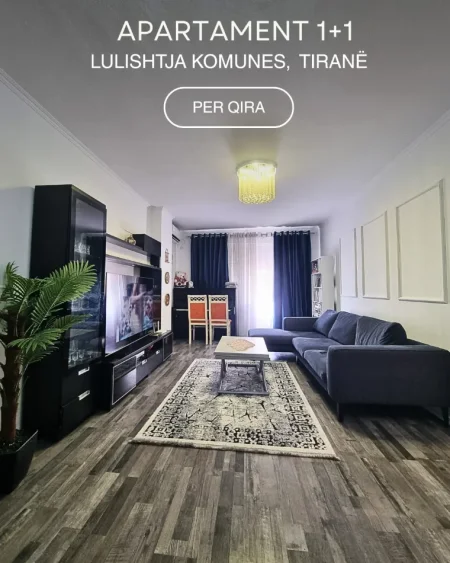 Tirane, jepet me qera apartament 1+1+Ballkon Kati 6, 60 m² 70.000 € (KOMUNA E PARISIT)
