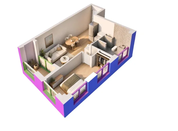Tirane, shitet apartament 1+1 Kati 2, 65 m² 109.000 € (Rruga Gjon Simoni)
