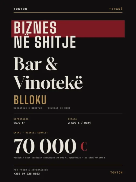 Tirane, oferte Biznes në Shitje — Bar/Vinotekë, Blloku, Tiranë