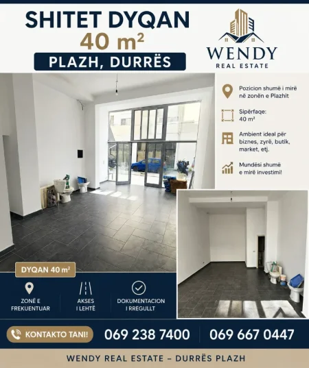 Durres, shes WENDY REAL ESTATE – DURRËS PLAZH SHITET DYQAN 40 m² –