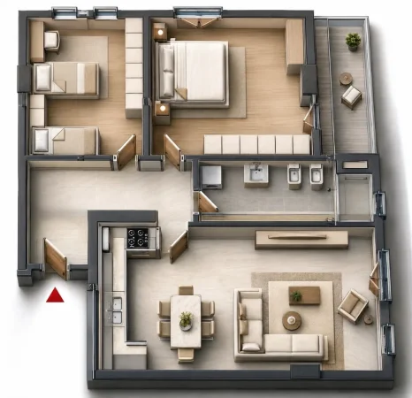 Tirane, shitet apartament 2+1+Ballkon , 107 m² 117.777 € (Paskuqan, Ringside Residences)