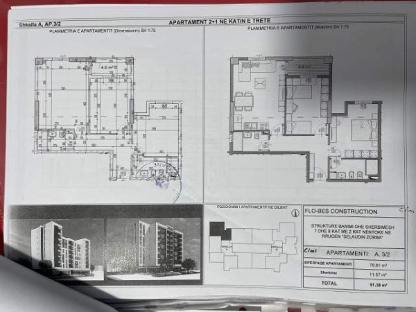 Tirane, Okazion shitet apartament 2+1+BLK Kati 3, 92 m² 138.000 Euro (Selaudin zorba)