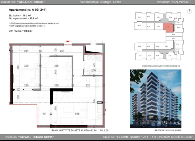 🏢  SHITET APARTAMENT 2+1 NË SHËNGJIN  per 1,200 €/m²