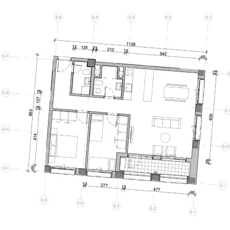 Tirane, shitet apartament 2+1+2 + Parkim Kati 5, 103.5 m² (Ali Demi, Kompleksi Mangalem 21)