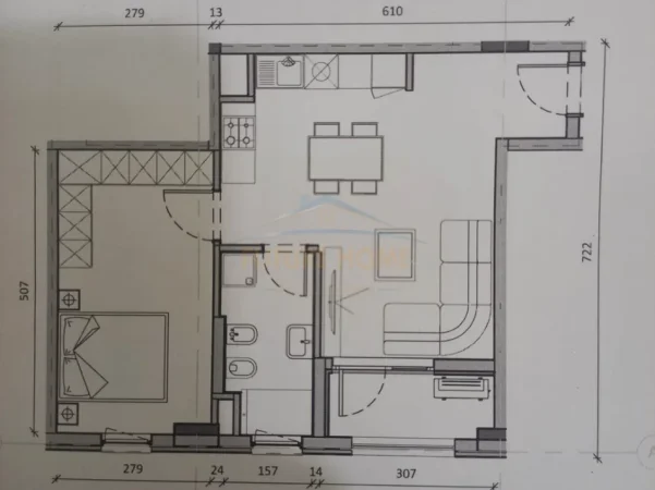 Tirane, shitet apartament 1+1 Kati 2, 63 m² 120.000 € (Ali Demi)