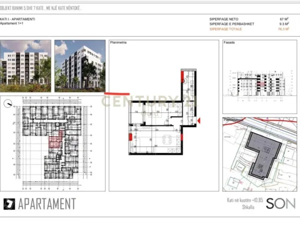 Tirane, shitet apartament 1+1+Ballkon Kati 1, 76 m² 91.200 € 