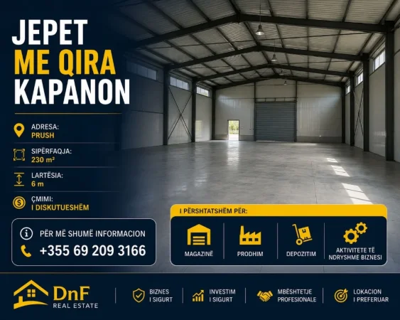 Tirane, jepet me qera magazine Kati 0, 230 m² (Prush)
