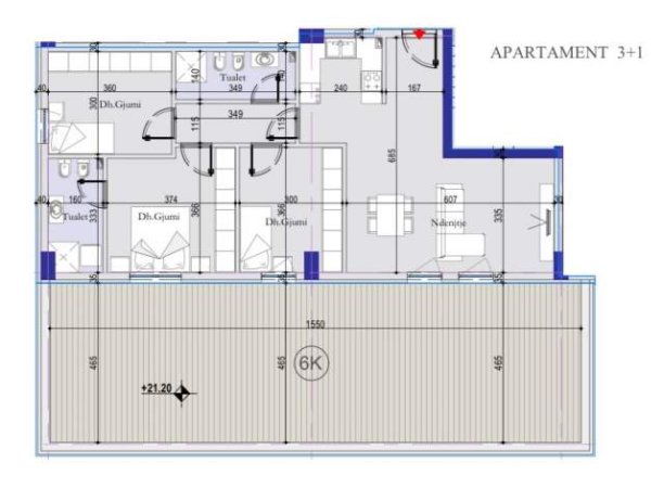 Tirane, shitet apartament 3+1 Kati 4, 116 m² 145.000 Euro (Casa Italia)