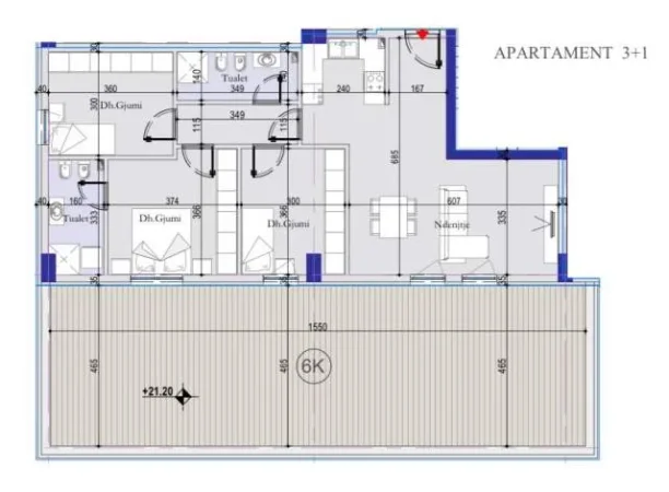 Tirane, shitet apartament 3+1+BLK Kati 7, 198 m² 145.000 Euro (Rruga "29 Nentori")