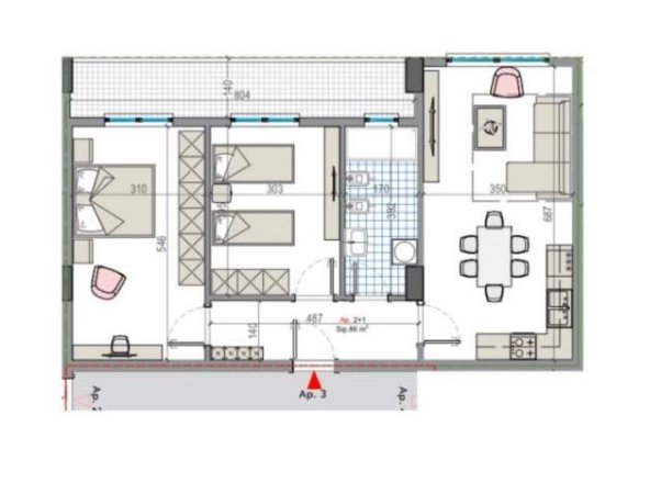 Tirane, shitet 2+1 Kati 4, 97 m² 63.000 Euro