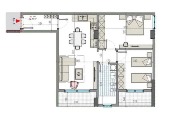 Tirane, shitet apartament 2+1 Kati 5, 97 m² 63.000 Euro (Rruga Teuta)