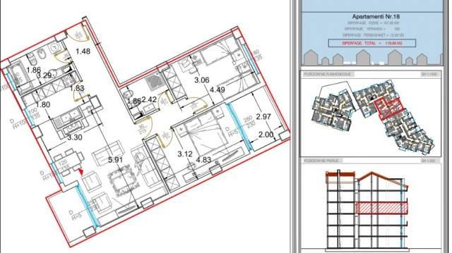 Tirane, shitet apartament 2+1+BLK Kati 2, 120 m² 119.690 Euro (MUHAMET DELIU)