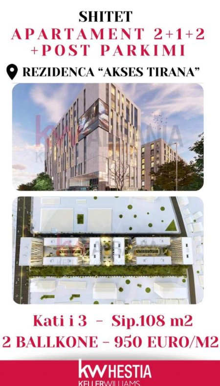 Tirane, shitet apartament 3+1+BLK Kati 3, 108 m² 117.600 Euro (Ish Sheshi Shqiponja)