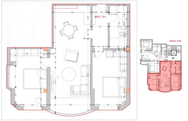 Tirane, shes apartament 2+1+BLK Kati 3, 97 m² 169.100 Euro (Shkolla e Kuqe)