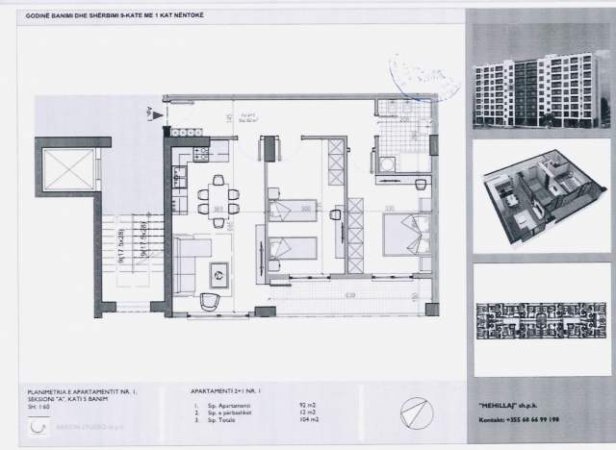 Tirane, shes apartament 2+1 Kati 5, 104 m² 67.600 Euro (Kamez)