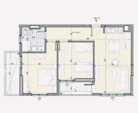 Tirane, shes apartament 2+1 Kati 1, 98 m² 80.000 Euro (QTU)