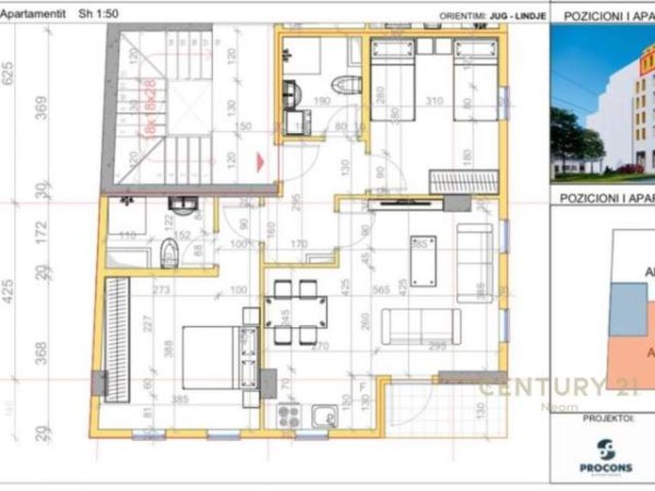 Tirane, shitet apartament 2+1 Kati 6, 97 m² 180.000 Euro (Rruga e Elbasanit)