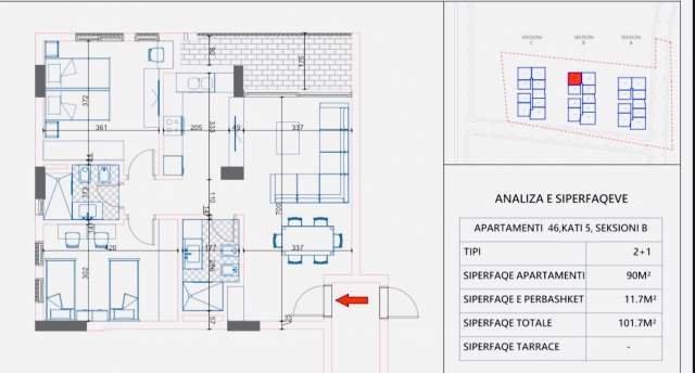 Vlore, shes apartament 1+1 Kati 5, 69 m² 1.000 Euro/m2 (Orikum)