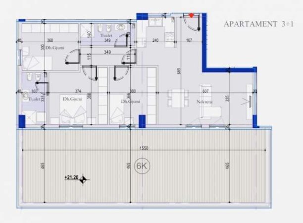 Tirane, shes apartament 3+1 Kati 7, 116 m² 145.000 Euro