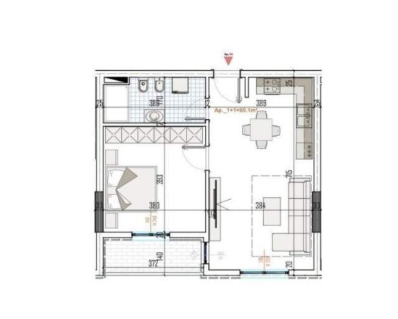 Tirane, shitet apartament 1+1 Kati 6, 68 m² 58.000 Euro (Paskuqan)