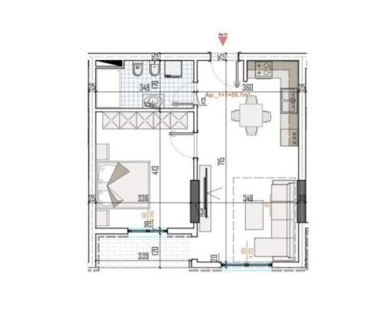 Tirane, shitet apartament 1+1 Kati 6, 68 m² 58.000 Euro (Paskuqan)
