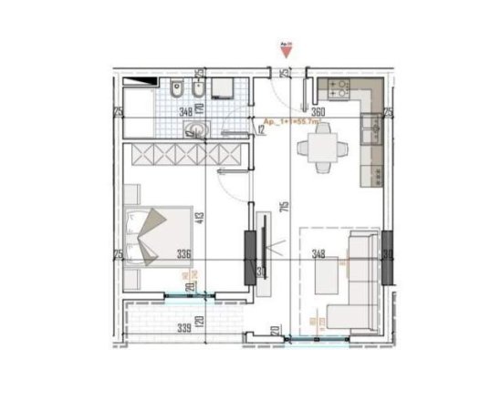 Tirane, shitet apartament 1+1 Kati 6, 68 m² 58.000 Euro (Paskuqan)