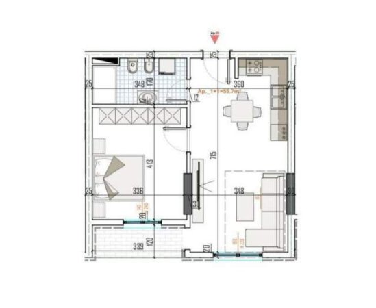 Tirane, shitet apartament 1+1 Kati 6, 68 m² 58.000 Euro (UNAZA E MADHE)