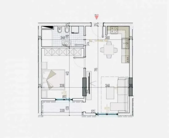 Tirane, shes apartament 1+1 Kati 1, 63 m² 58.000 Euro