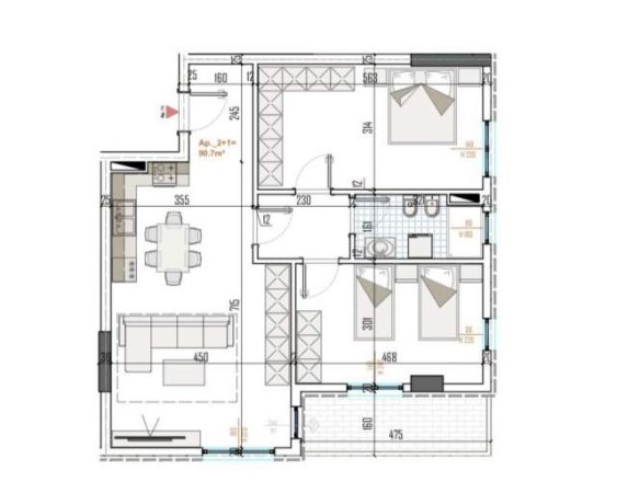 Tirane, shitet apartament 2+1 Kati 2, 109 m² 920 Euro/m2 (Paskuqan)