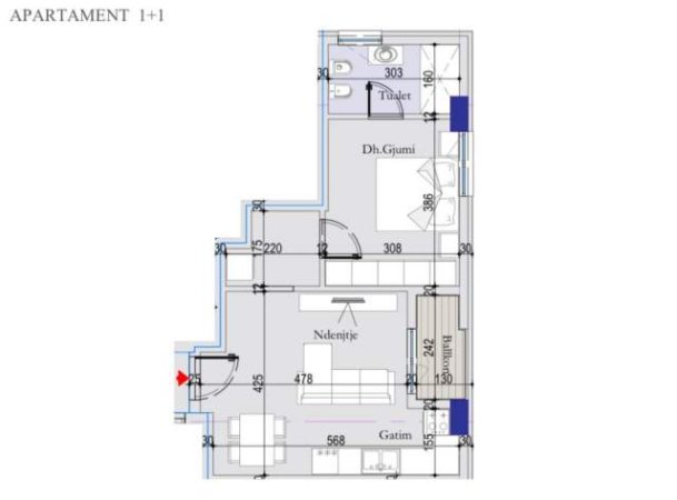 Tirane, shitet apartament 1+1 Kati 1, 71 m² 930 Euro/m2 (Rruga "29 Nentori")