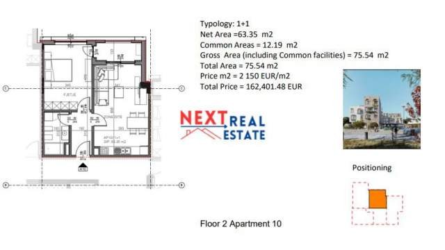 Orikum, shitet apartament 1+1+BLK Kati 1, 75 m² 162.411 Euro