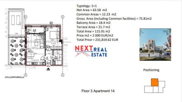 Orikum, shitet apartament 1+1+BLK Kati 3, 115 m² 231.820 Euro (Rradhime, Vlore)