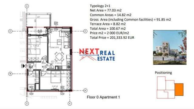 Orikum, shitet apartament 2+1+BLK Kati 0, 100 m² 201.340 Euro (Rradhime, Vlore)