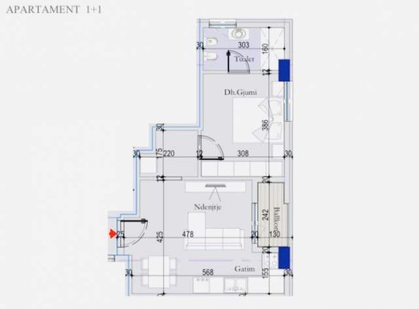 Tirane, shitet apartament 1+1 Kati 1, 62 m² 930 Euro/m2