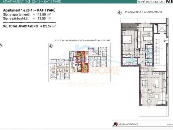Tirane, shitet apartament 2+1+BLK Kati 1, 127 m² 215.000 Euro (FARKE)