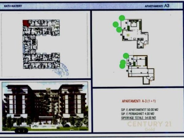 Golem, shitet apartament 1+1 Kati 4, 54 m² 45.900 Euro (Golem)