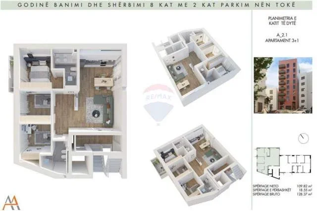 Tirane, shitet apartament 3+1+BLK Kati 2, 128 m² 333.762 Euro (Rruga e Elbasanit)
