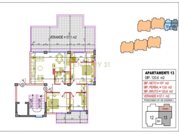 Tirane, shes apartament 3+1+BLK Kati 3, 178 m² 223.000 Euro (Xhamia Selitë, Kopshti Botanik Tirana)