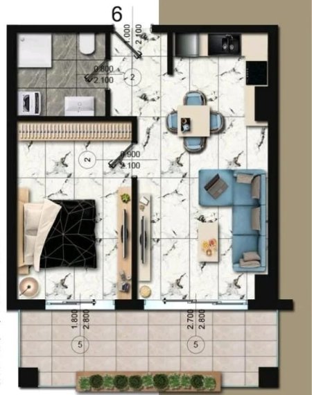Golem, shes apartament 2+1+BLK Kati 7, 74 m² 89.172 Euro (Golem)