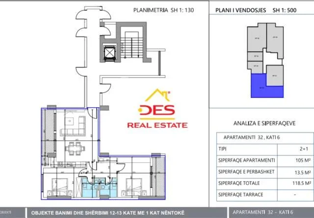 Vlore, shitet 2+1+BLK 118 m² 1.700 Euro/m2 (Lungomare,Vlore)
