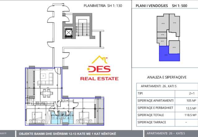 Vlore, shitet 2+1+BLK 118 m² 1.700 Euro/m2 (Lungomare,Vlore)