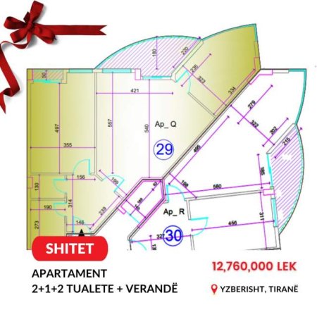 Tirane, shitet apartament 2+1+BLK Kati 7, 116 m² 12.760.000 Leke (yzberisht)