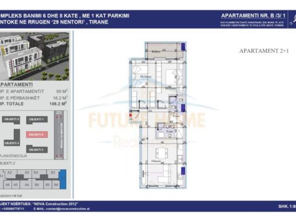 Tirane, shitet apartament 2+1+A+BLK Kati 3, 106 m² 108.000 Euro (Ish sheshi shqiponja)
