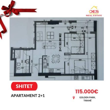 Tirane, shitet apartament 2+1+BLK Kati 12, 92 m² 115.000 Euro (Rruga e Kavajes)