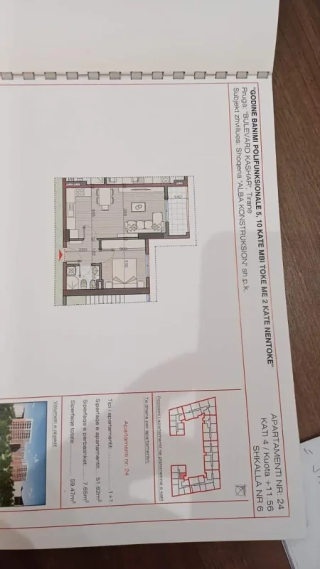 Tirane, shitet apartament 1+1+BLK Kati 3, 60 m² 59.500 Euro (Bulevardi kasharit)