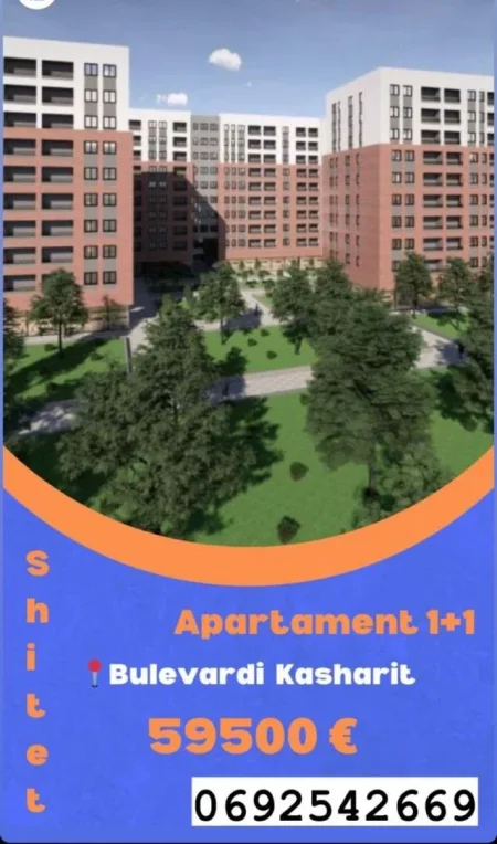 Tirane, shitet apartament 1+1+BLK Kati 3, 60 m² 59.500 Euro (Bulevardi kasharit)