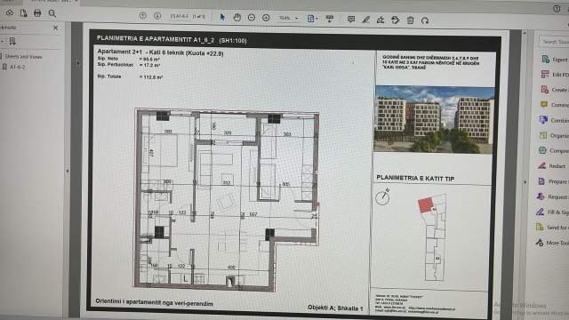 Tirane, shitet apartament 2+1 Kati 6, 113 m² 225.600 Euro (rruga Petrela)