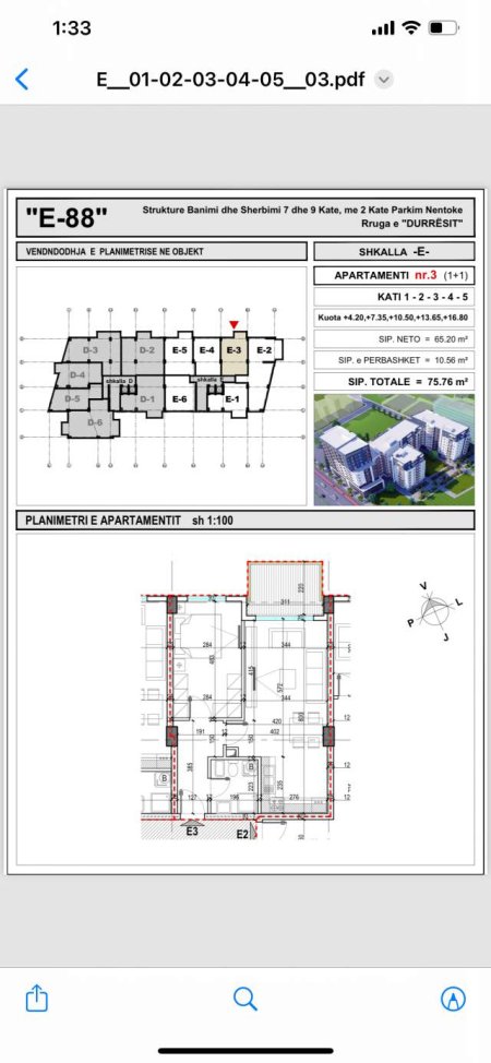 Tirane, shitet apartament 1+1+BLK Kati 2, 76 m² 1.250 Euro/m2 (Rr Dritan Hoxha)