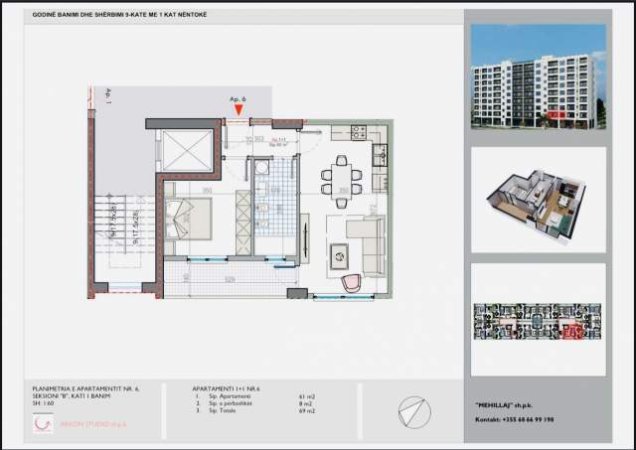 Tirane, shitet apartament Kati 1, 69 m² 45.000 Euro
