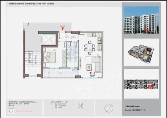 Tirane, shitet apartament Kati 1, 69 m² 45.000 Euro